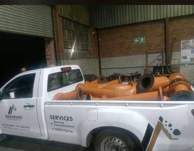 Bakkie with pipes yard